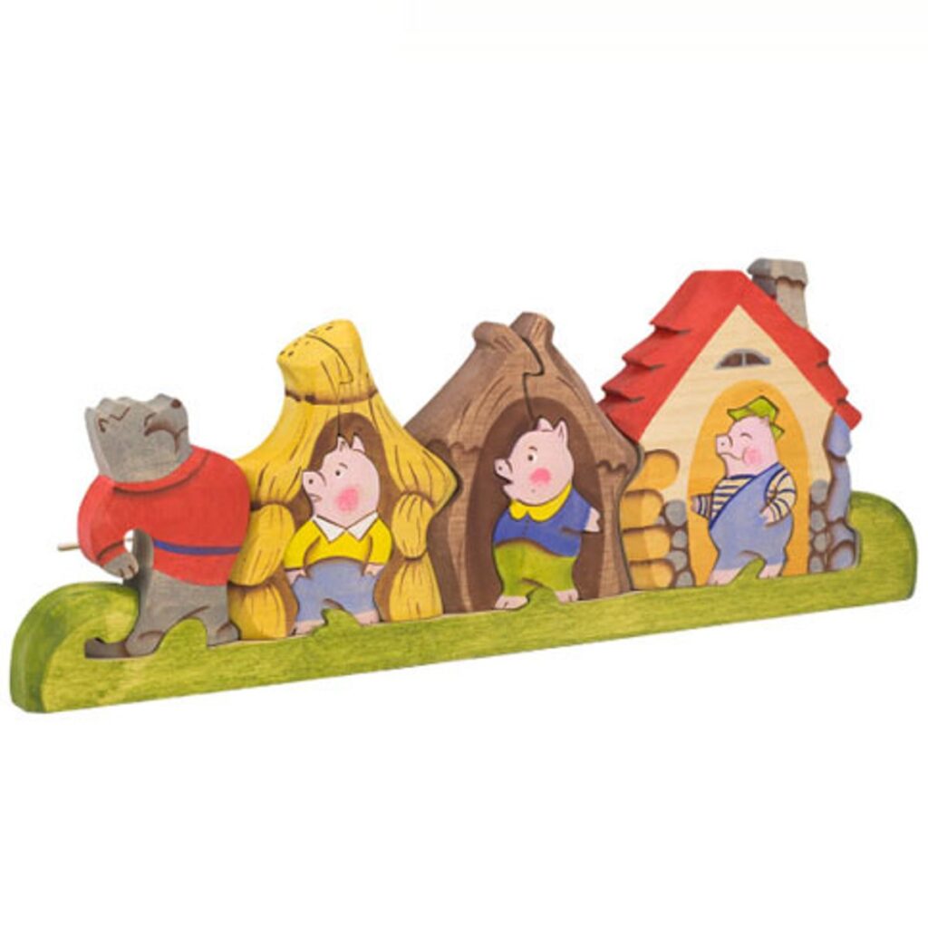 Wooden Puzzle “Three little pigs” (Fairy tales of a tree)